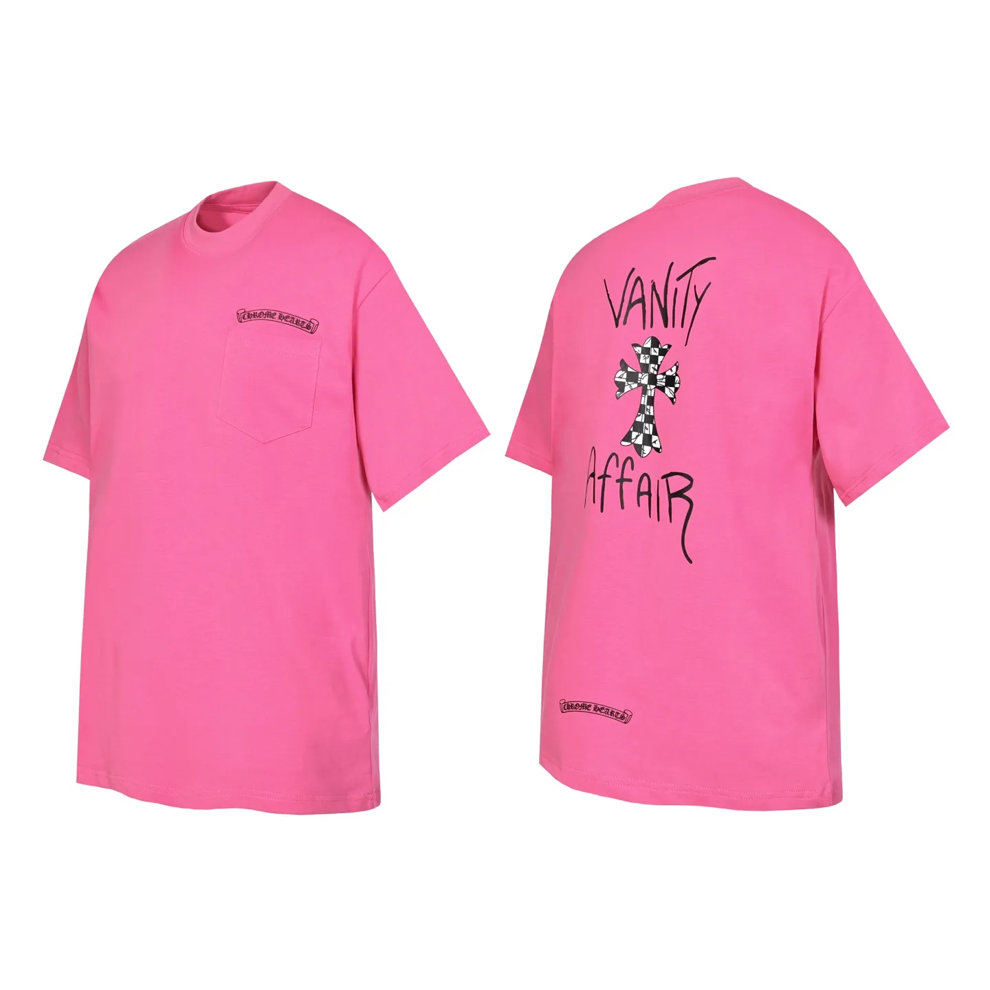 P150 Cross-border running quantity model, please do not place an order if you pursue quality - Chrome Hearts/Chrome Heart Graffiti✍️Letter cross short-sleeved T-shirt - High weight, high density and high quality. The wool is soft, delicate and skin-friendly. Soft and silky to the touch. Excellent warmth and skin-friendly properties - Custom-woven and custom-dyed, no color difference, regardless of fabric or workmanship details. Comparing the ordinary version on the market -Colour: pink -Size: S M L XL